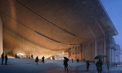Render de sala de conciertos filarmónica de Sverdlovsk en Rusia by Zaha Hadid Architects