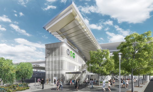 Render Airport Metro Connector  de Los Ángeles diseñado por Grimshaw Architects y Gruen Associates