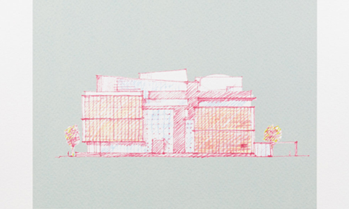Dibujo del edificio del Instituto de Tecnología de Massachusetts by Fumihiko Maki