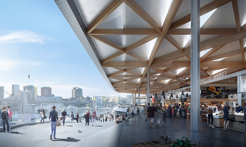 Render del Nuevo proyecto de Fish Market en Sydney by 3XN Architects